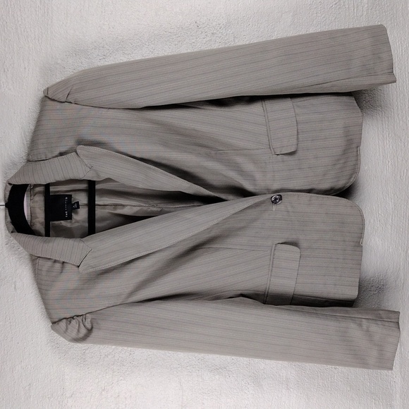 The Limited Taupe Pinstripe One Notched Single Breast Long Sleeve Blazer Jacket - Picture 16 of 16